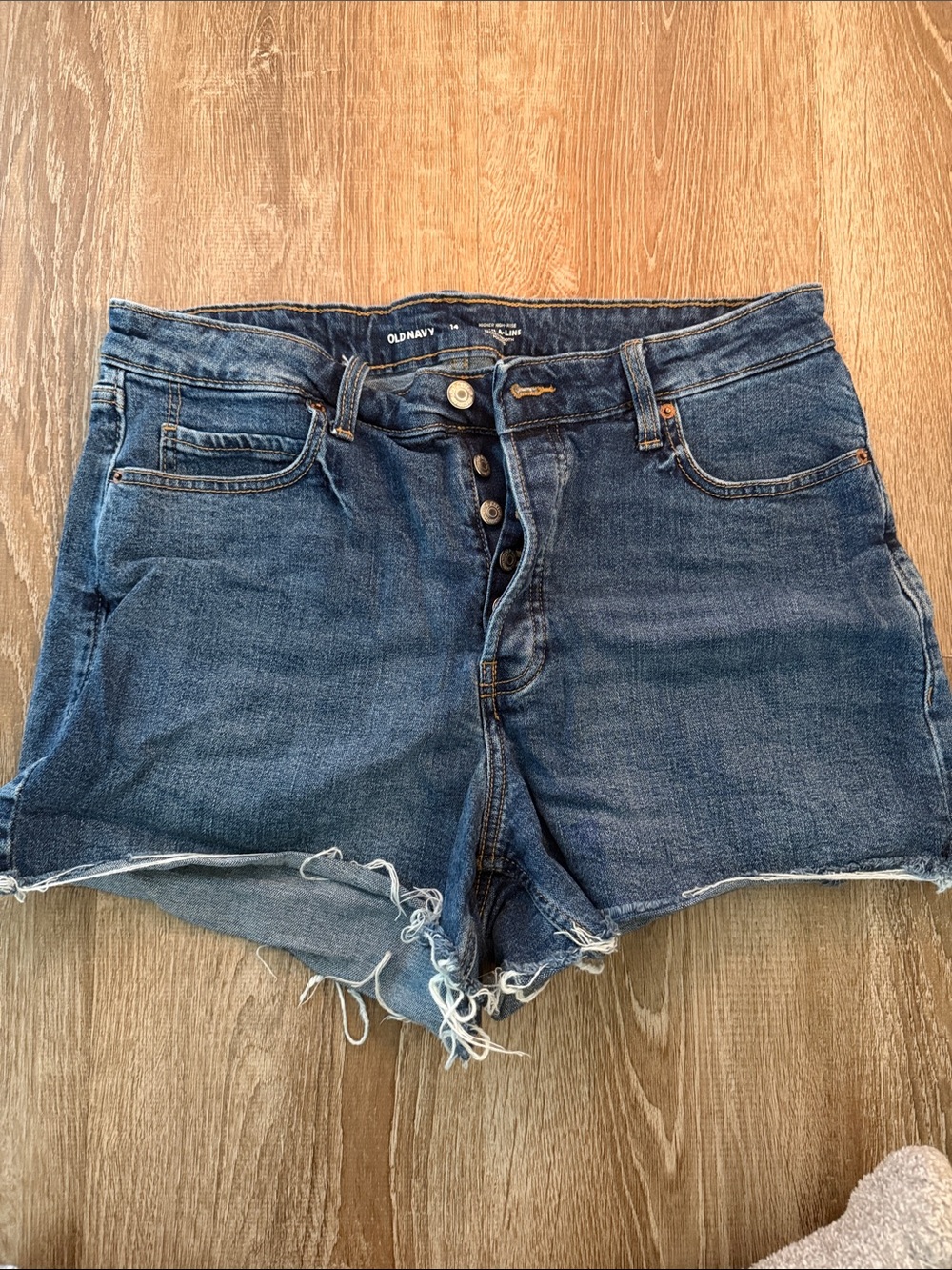 Old Navy Blue Distressed Button-Front Denim Cutoff Shorts